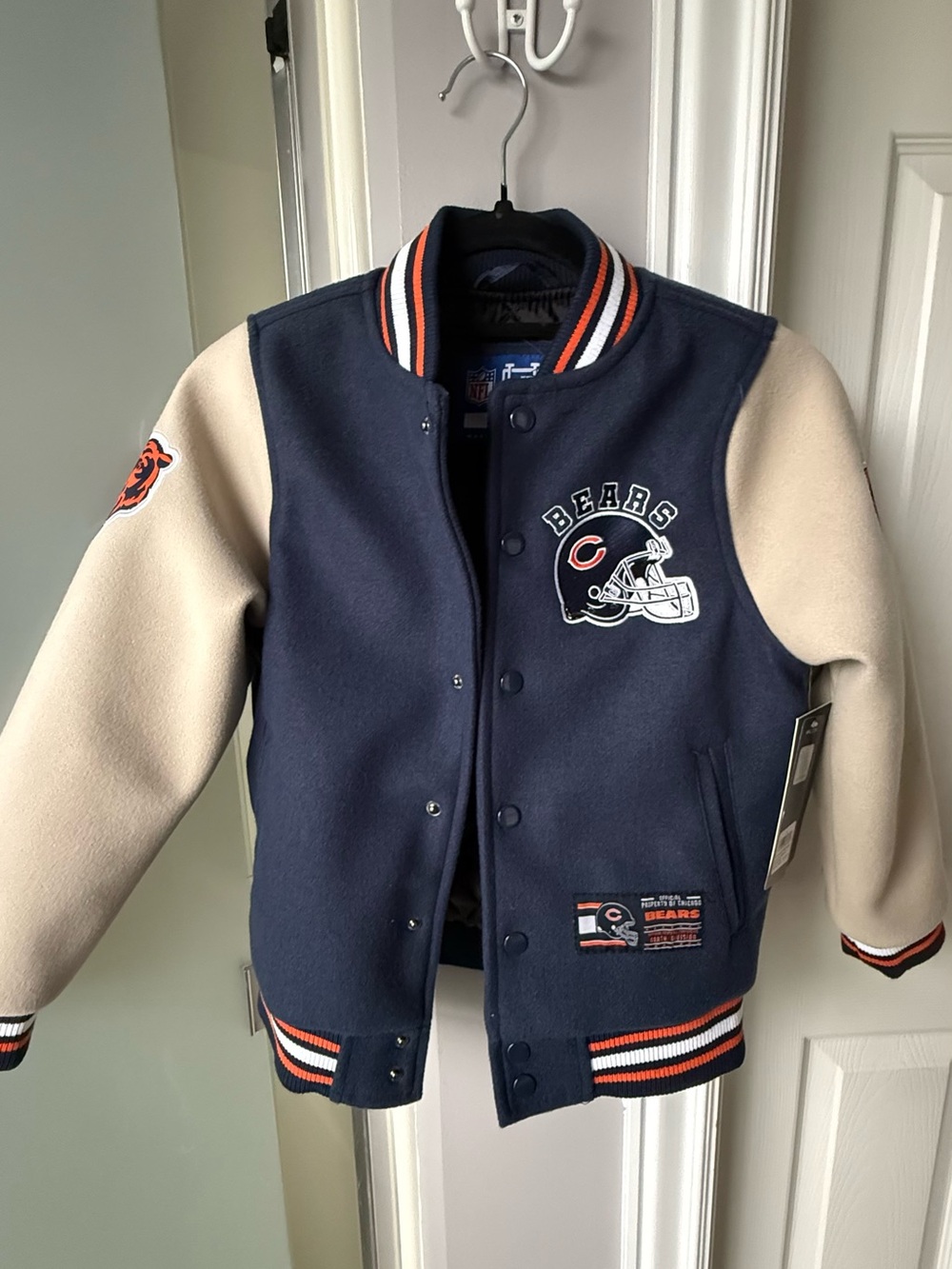 Chicago Bears Kids Varsity Jacket - Navy & Cream